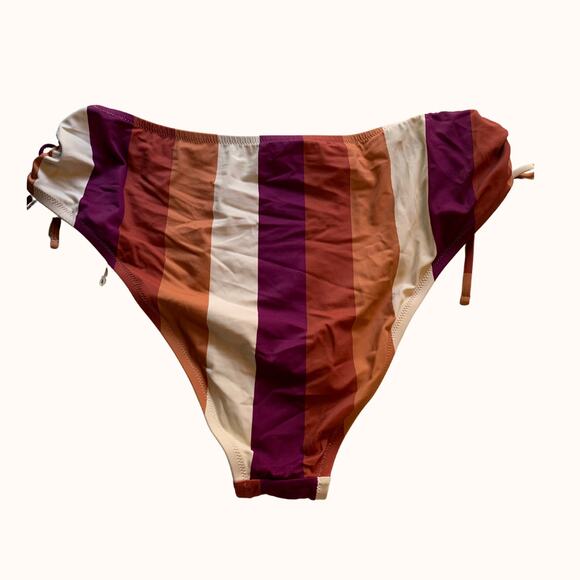 Shade & Shore High Leg Cinch Striped Swim Bottoms XL - free with $20+ bundle - Picture 2 of 4